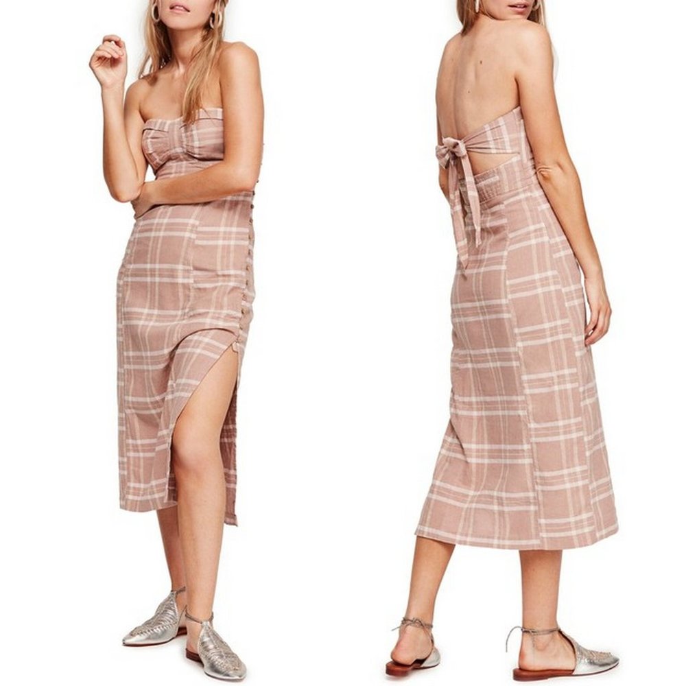 NWT Free People Life Like This Strapless Dress Cotton - Picture 4 of 8